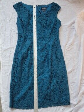 Adrianna Papell Teal Lace Midi Dress